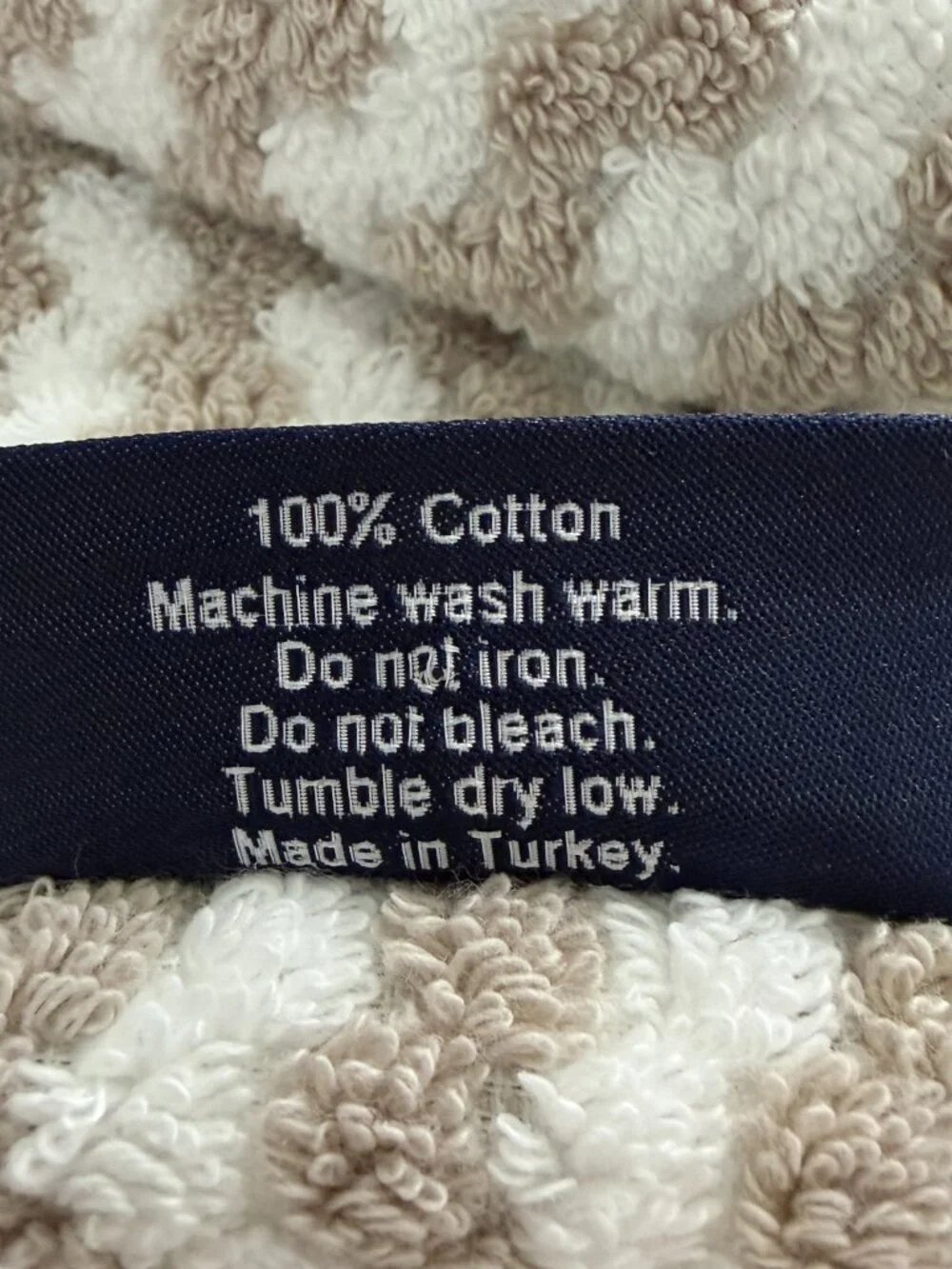 Brooks Brothers Premium Turkish Bath Towel Cotton White Taupe Wavy Stripe NWT
